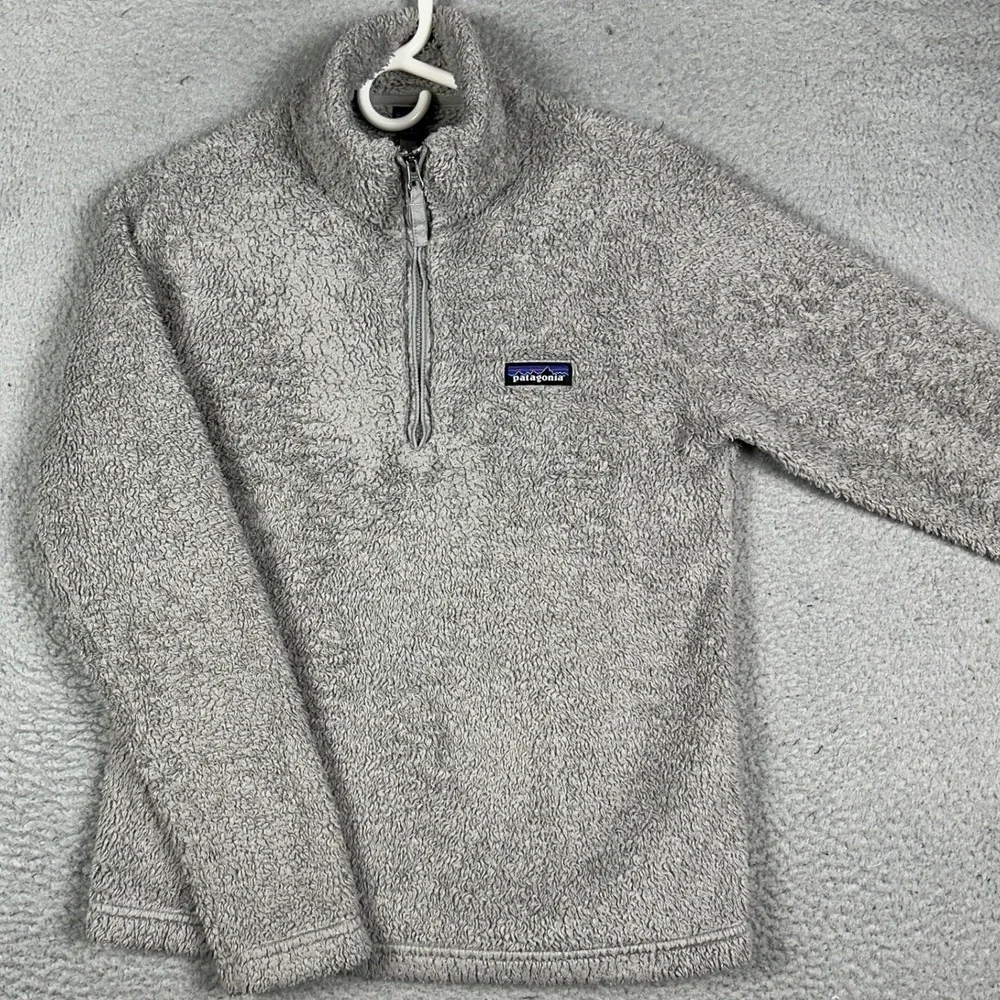 Patagonia Los Gatos Sweater Womens Small Grey Quarter Zip Fleece Pullover Logo